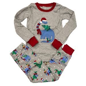 NWT Gymboree Boys Grey W/Christmas Dinosaur Cotton Pajamas